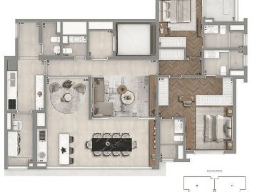136m2 - 2 su�tes - sala ampliada + banheiro Sr e Sra