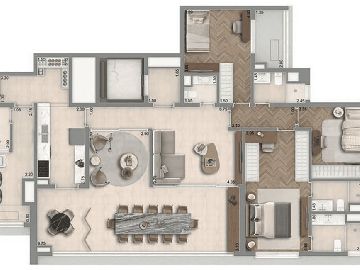170m2 - 3 su�tes e cozinha fechada