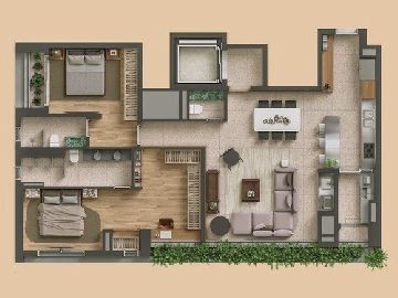 130m� | 2 su�tes com cozinha americana