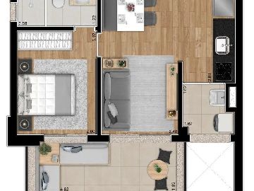 48m2 |1 su�te + varanda
