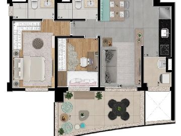 73m2 |2 dorms (sendo 1 su�te) banheiros com janela