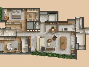 170m� | 2 su�tes a principal com 2 closets e cozinha fechada em outra posi��o 