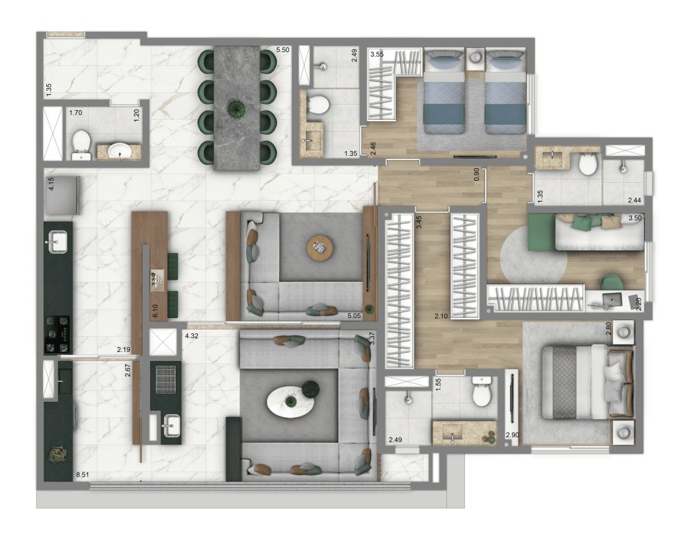 120m� | 3 su�tes 